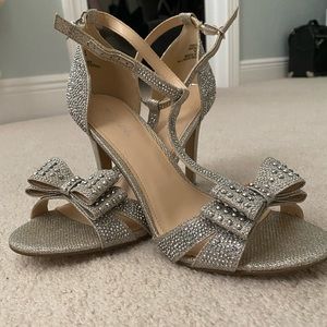 Silver Sparkle Bow Heels